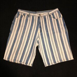 1990’s. Todays News. Size 40. Striped Jean Shorts. Blue/White color.